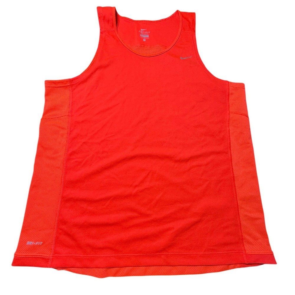 Nike Dri-FIT Womens Tank Top Large‎ Orange Mesh Performance Athletic Shirt